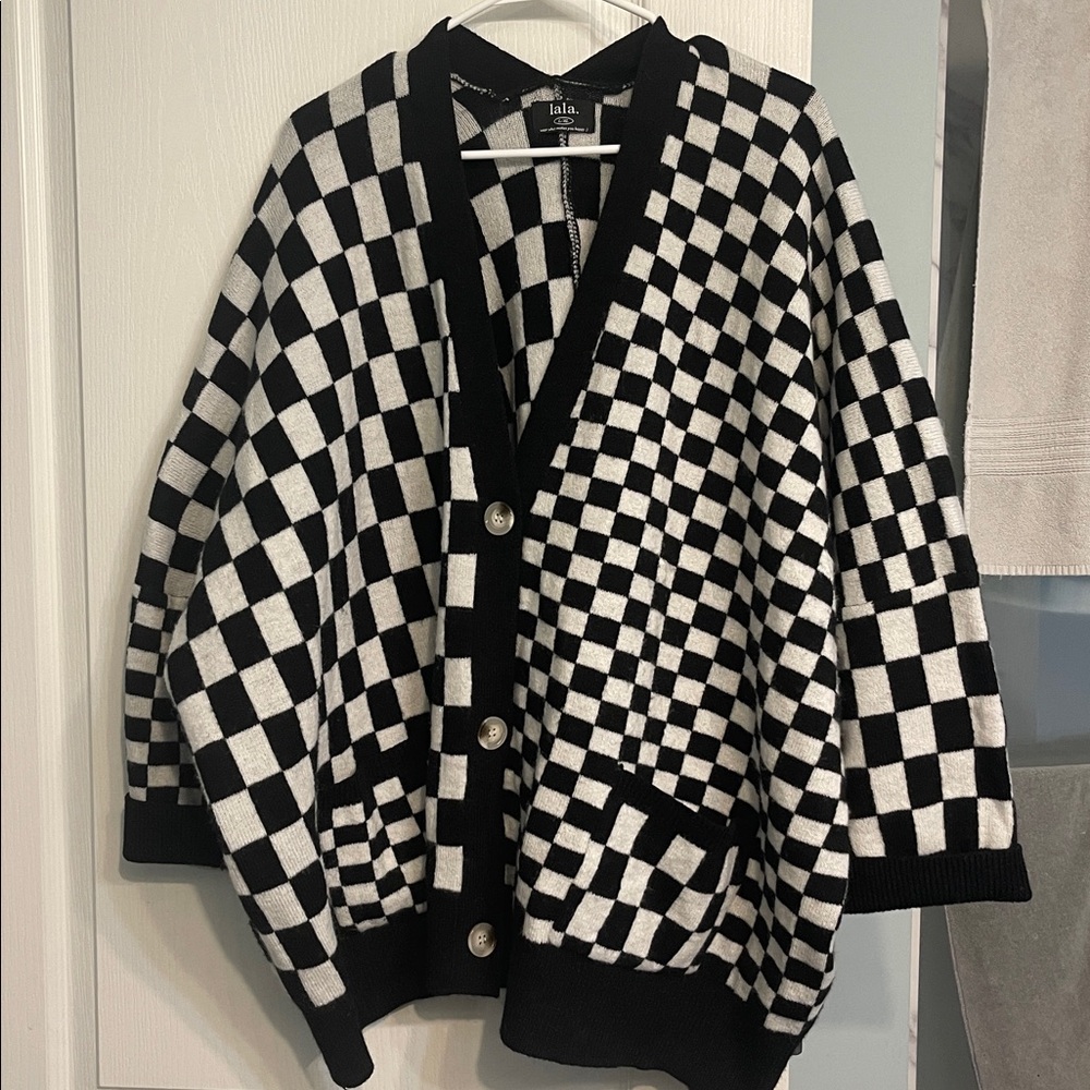 Black and White Checkered Cardigan